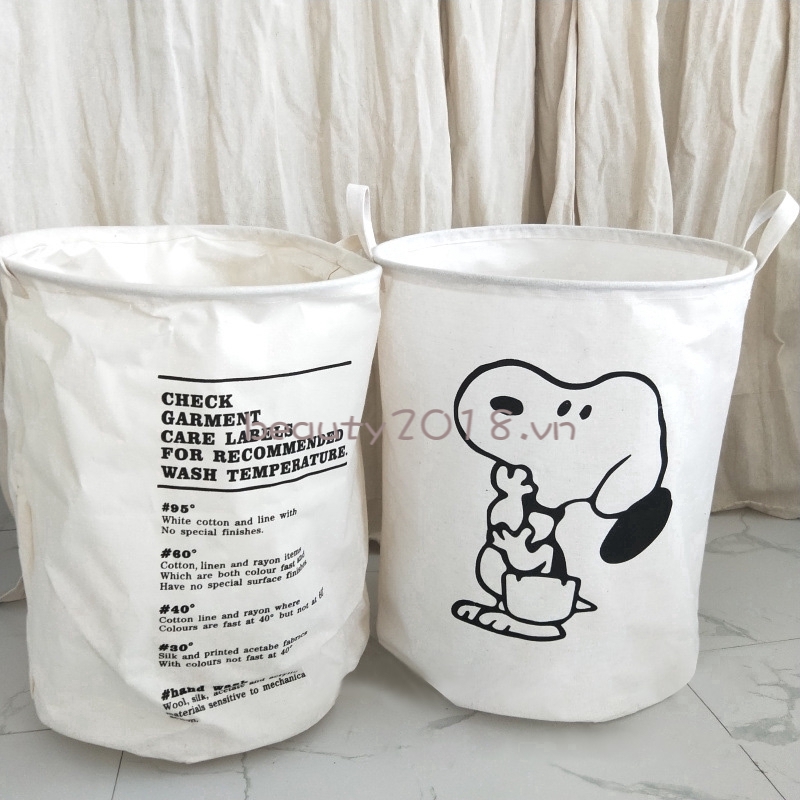 Giỏ Đựng Quần Áo/ Đồ Chơi Bằng Cotton Và Vải Lanh Với Họa Tiết Hình Chú Chó Snoopy Kích Thước 36x48cm