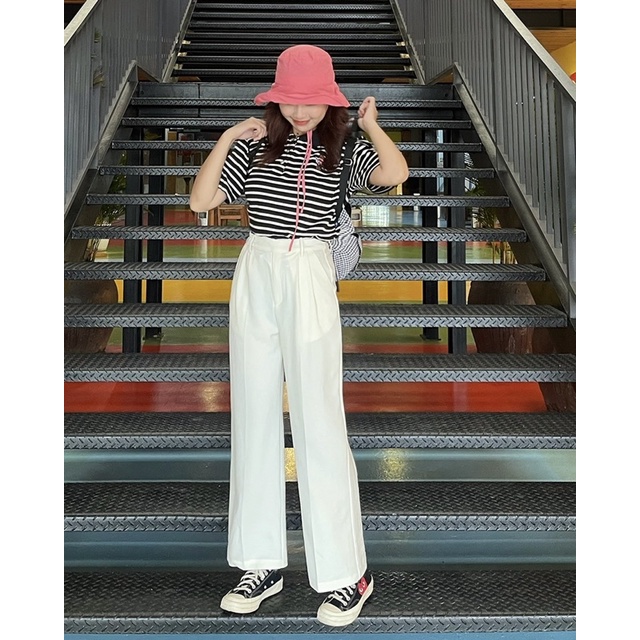 Quần vải ống suông lưng cao 93% Comic