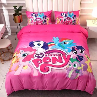 Bộ chăn ga gối cotton hoạt hình 3d ngựa pony