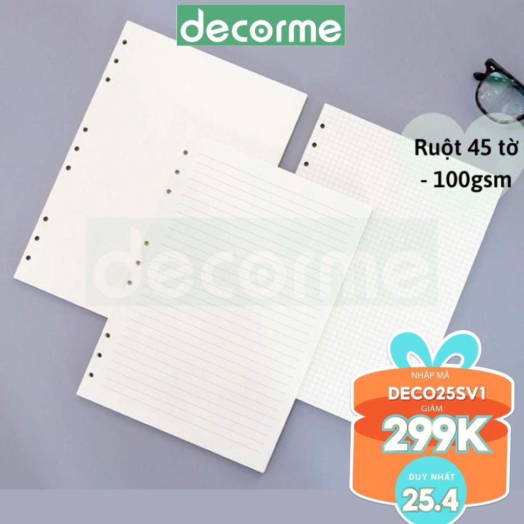 Binder B5 9 lỗ DecorMe sổ còng giấy refill B5 9 lỗ làm sổ take notes ghi bài