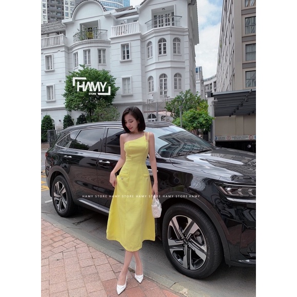 Đầm Lệch Dây 2 Túi