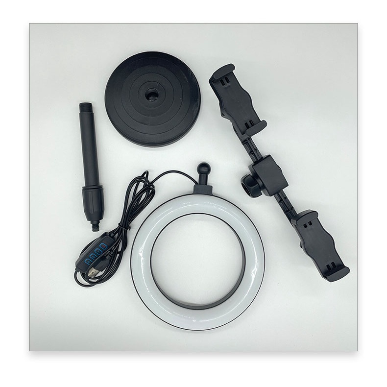 Đèn livestream để bàn 3 kẹp giá rẻ, đèn quay video chụp ảnh 3 giá đỡ điện thoại -DC4761