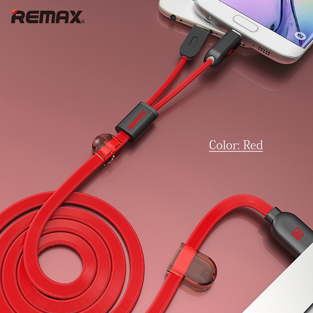 Dây cáp sạc cùng lúc 2 đầu Lightning và Micro Usb chính hãng Remax sạc cùng lúc 2 thiết bị - Sản phẩm chính hãng