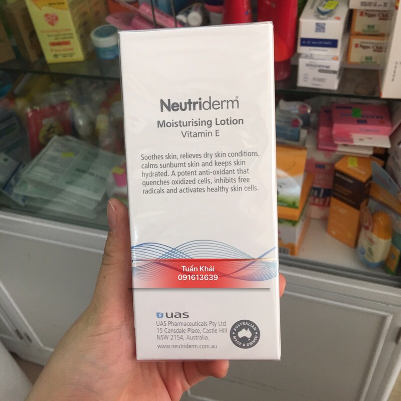 Kem dưỡng da vitamin E Neutriderm ( Hàng chính hãng - Tuýp 125ml) xuất xứ tại Úc có tem hướng dẫn tiếng việt