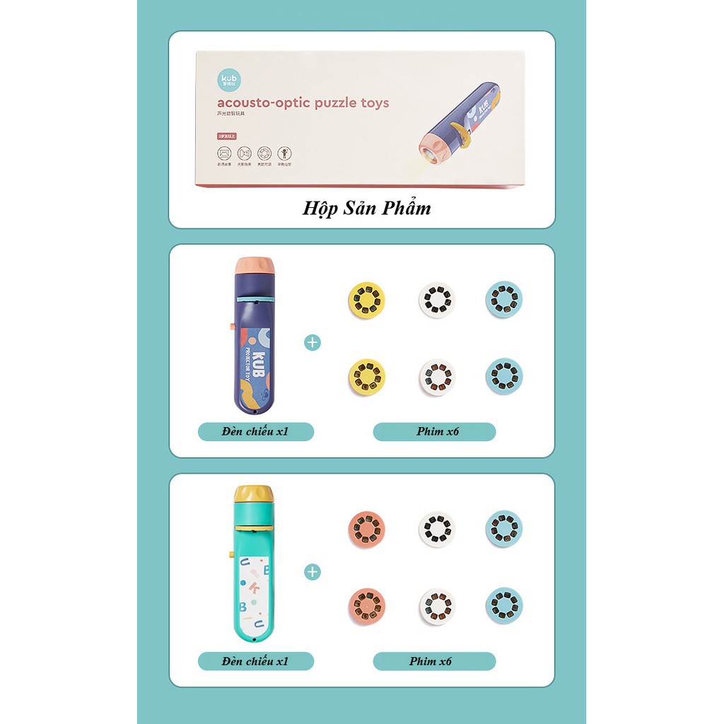Đèn Pin chiếu phim cho bé KUB, đèn Pin kể chuyện có màu trẻ em - KUB OFFICIAL