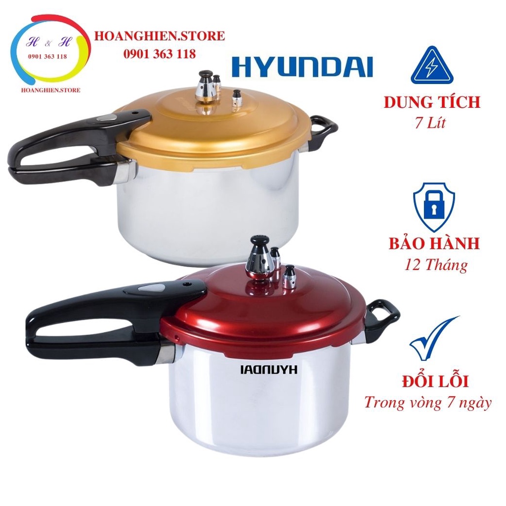 Nồi áp suất không dùng điện HYUNDAI - HDE 2402G/R (tặng nước lau sàn), Dung tích 7L, Bảo hành 12 tháng