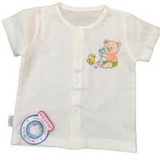 Áo cài giữa trắng tay ngắn hello b&b