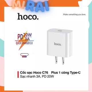 Củ sạc nhanh iphone 20w pd chính hãng hoco c76 plus 3a sạc nhanh hơn cho tất cả các dòng iphone từ 20w trở xuống