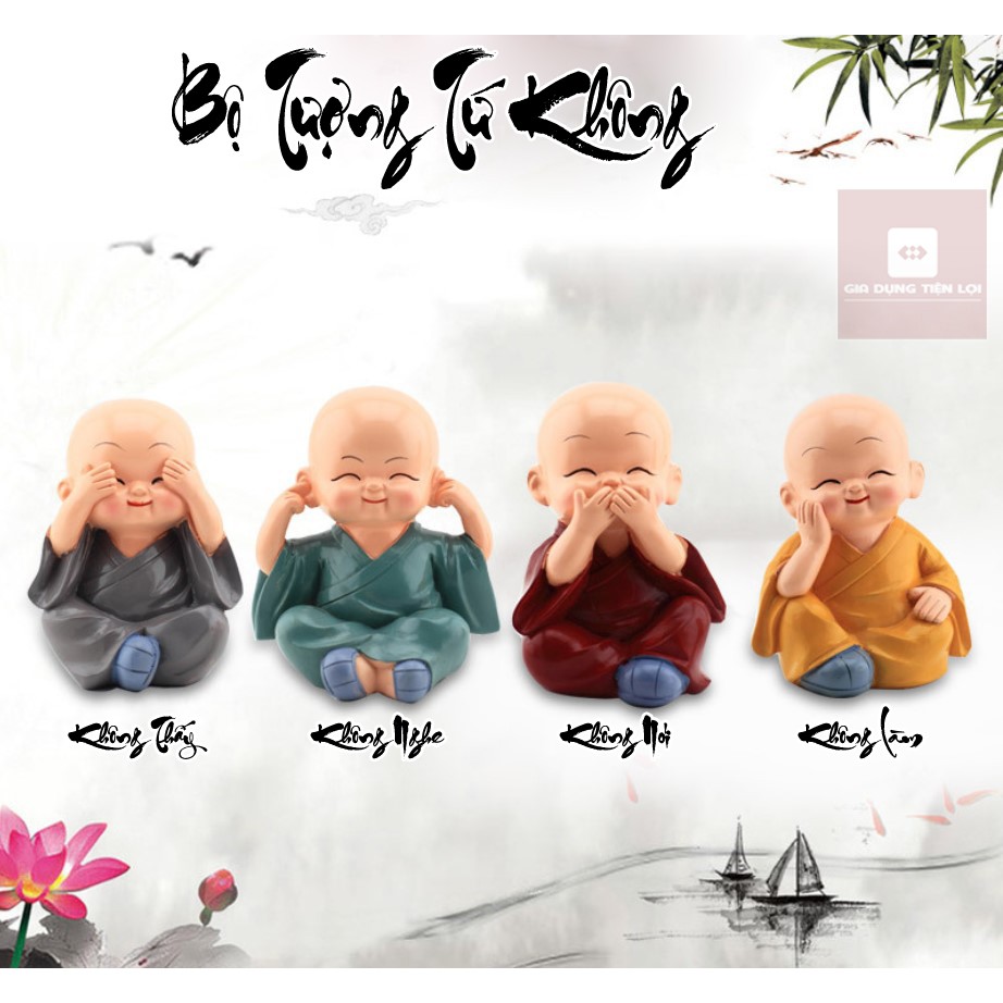 Bộ Tượng 4 chú tiểu " Tứ Không "