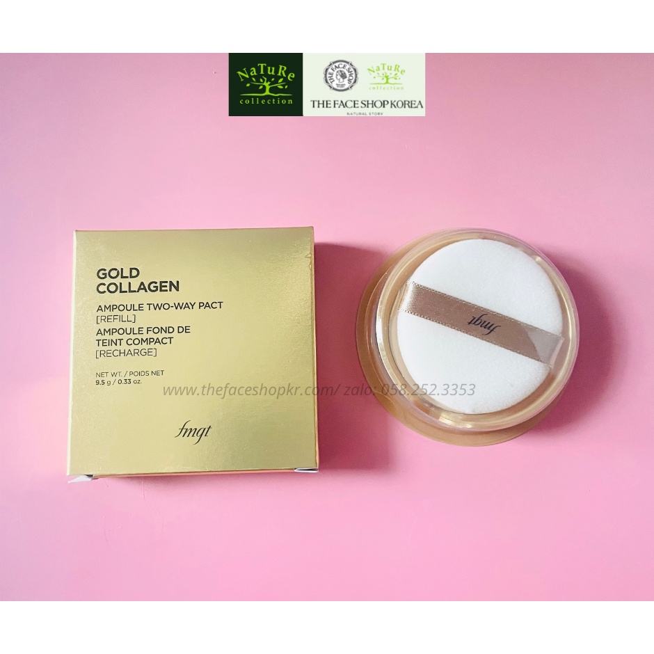 Lõi phấn phủ trang điểm nâng tone kiềm dầu thefaceshop Gold Collagen Ampoule Two- Way Pact refill