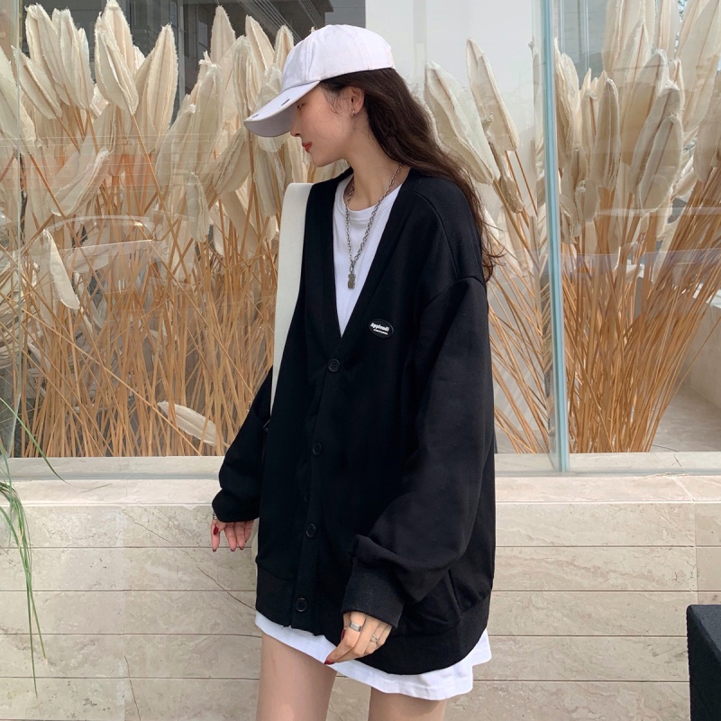 Áo Sweater Dáng Rộng Cổ Chữ V Gài Nút Phong Cách Hàn Quốc Thời Trang Mùa Thu Cho Bạn Nữ | BigBuy360 - bigbuy360.vn