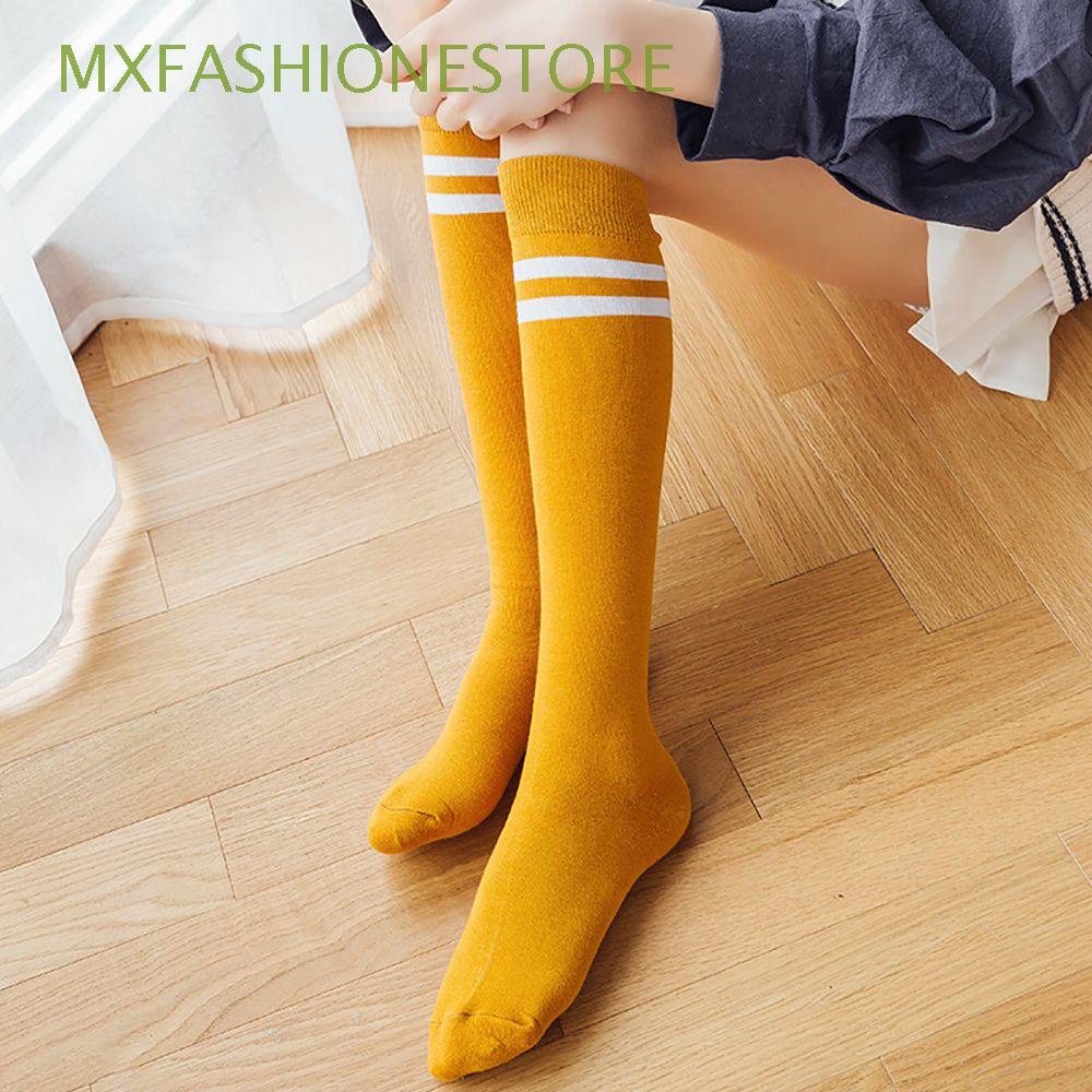 Đôi Vớ Cotton Dài Qua Gối Co Giãn Kẻ Sọc Nhiều Màu Sắc Quyến Rũ Dành Cho Nữ