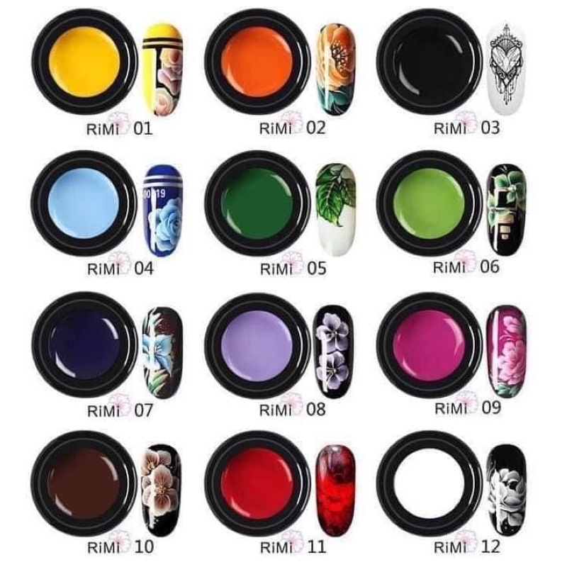 Set gel vẽ Rimi 12 màu siêu đặc MaiAnhNails