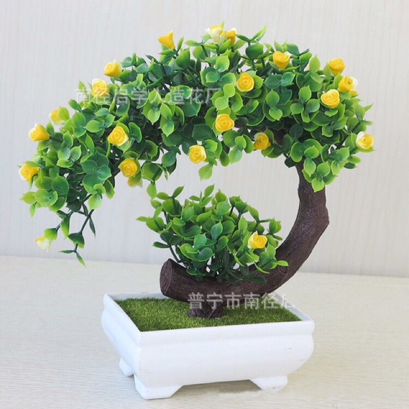 Cây bonsai giả có hoa, phú quý cát tường may mắn