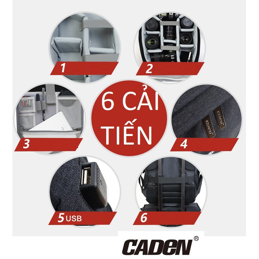 Ba lô máy ảnh Caden D10 full photo size lớn có ÁO BẢO VỆ chống mưa chống sốc máy ảnh