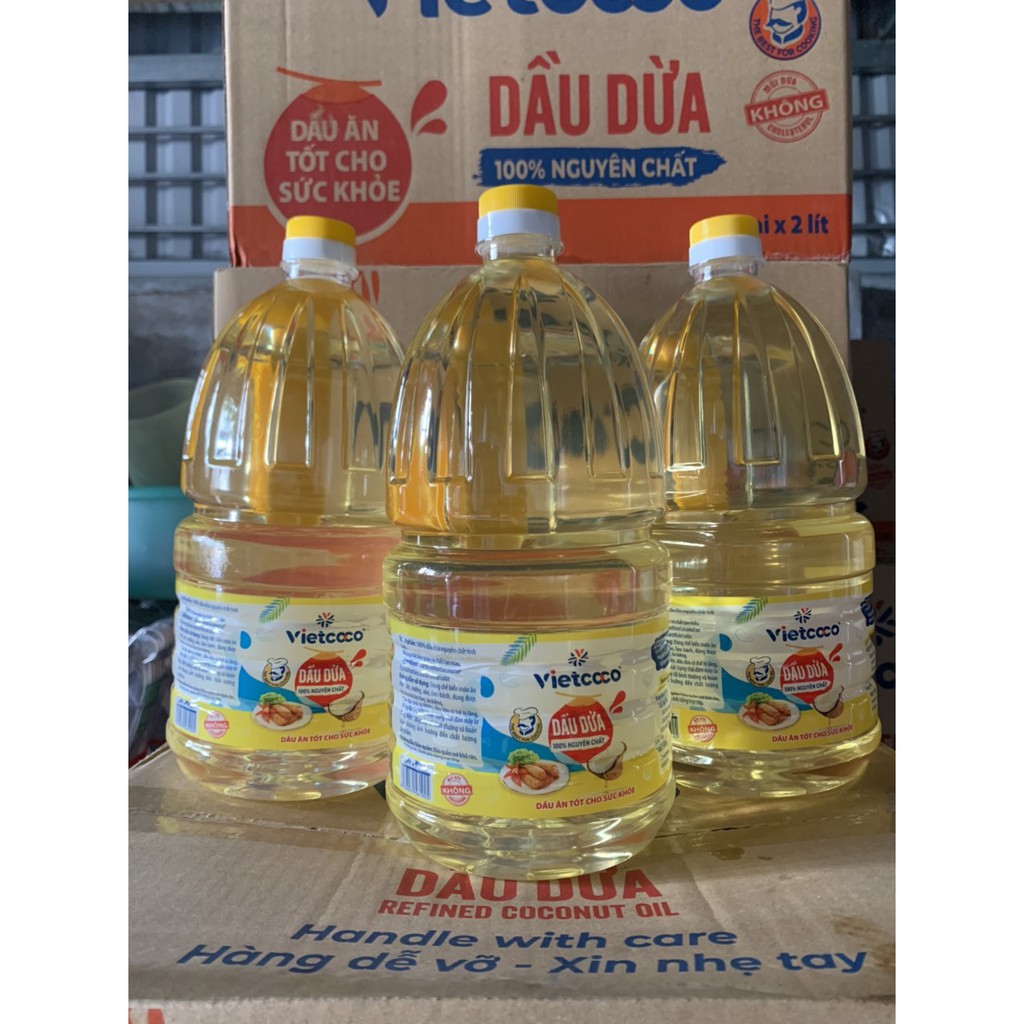 Sỉ 1 thùng ( 6 chai)  - Dầu Dừa Chiên Xào ( Cooking oil )  Vietcoco - chai 2 lít