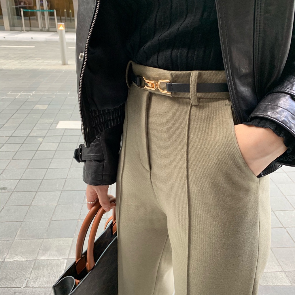 Thắt váy da khóa vàng kim loại Thắt váy áo blasez siêu tiện lợi 1.4cm