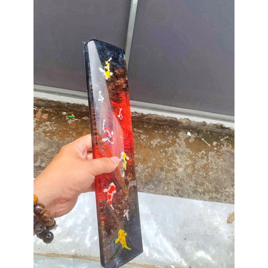 Kê tay bàn phím resin hàng handmade cá koi thạch anh đỏ