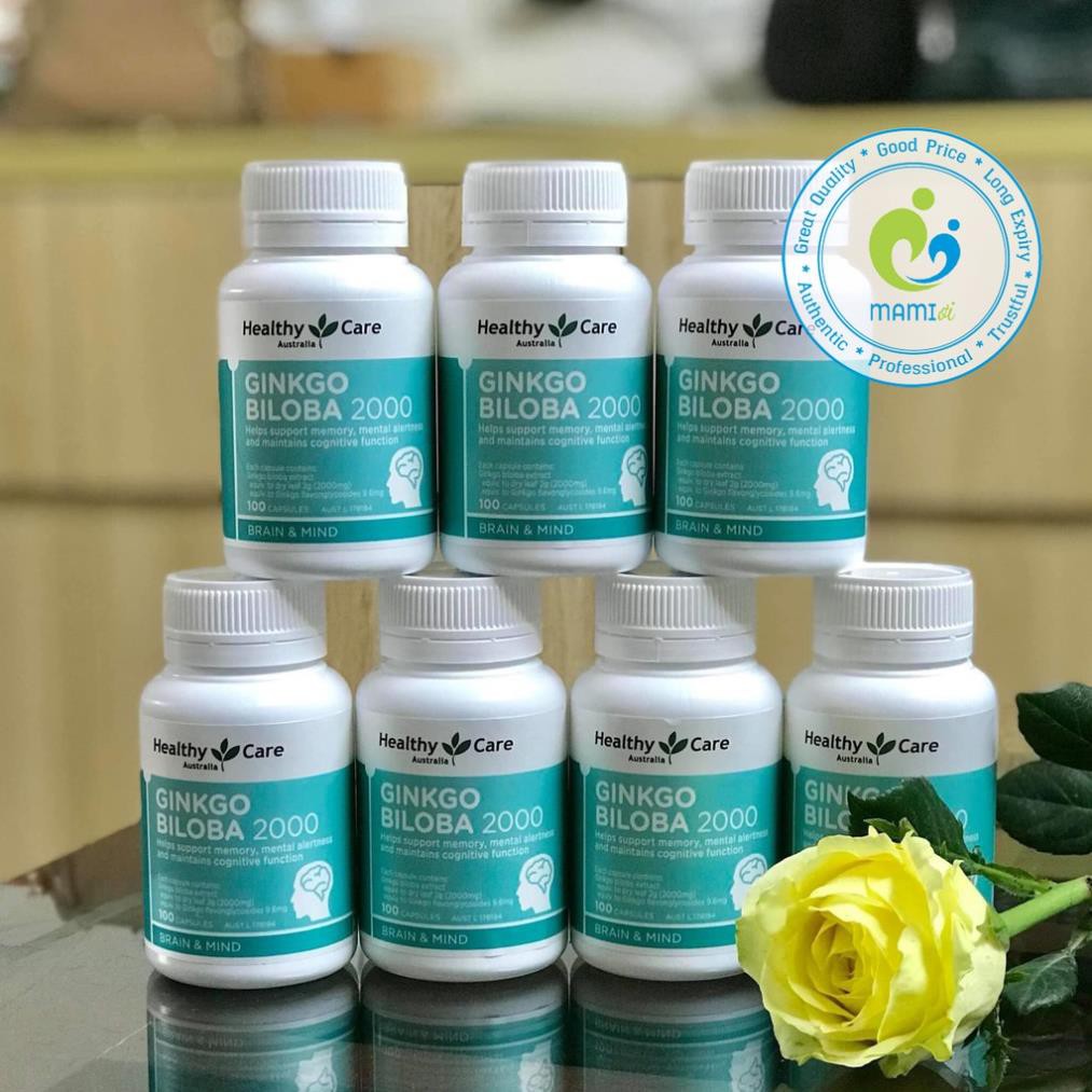 Viên bổ não (100v) tăng tuần hoàn máu não, trí nhớ cho bé từ 12 tuổi và người già Healthy Care Ginkgo Biloba 2000mg, Úc | Thế Giới Skin Care