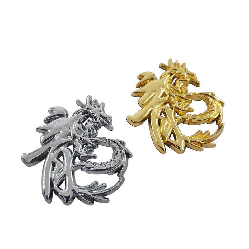 1 Miếng dán trang trí xe hơi hình rồng Trung Hoa bằng kim loại