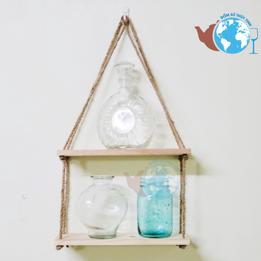 Khung gỗ treo tường 2 tầng trang trí nhà cửa cực xinh 40x10 / 35x10 / 30x10