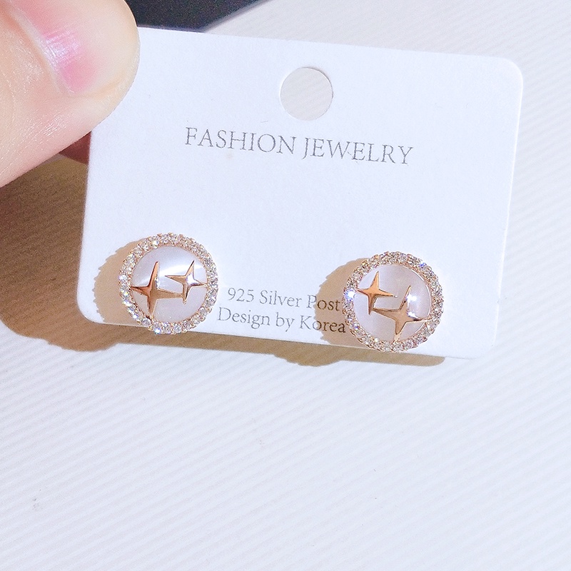 [Jiudolan] Khuyên Tai Ngôi Sao Đính Đá Opal Nhân Tạo Tinh Tế Đơn Giản Cho Nữ