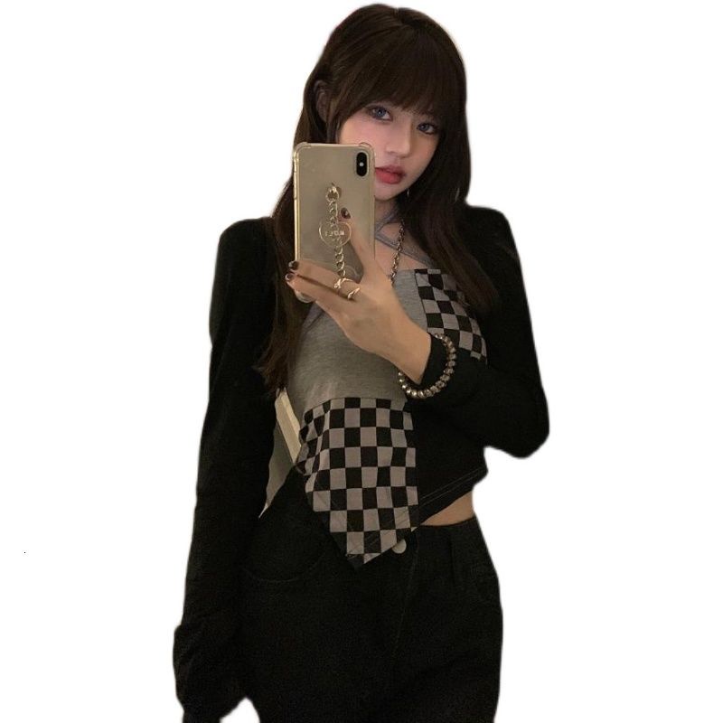 Áo hai dây caro màu sắc thời trang Hàn Quốc cho nữ