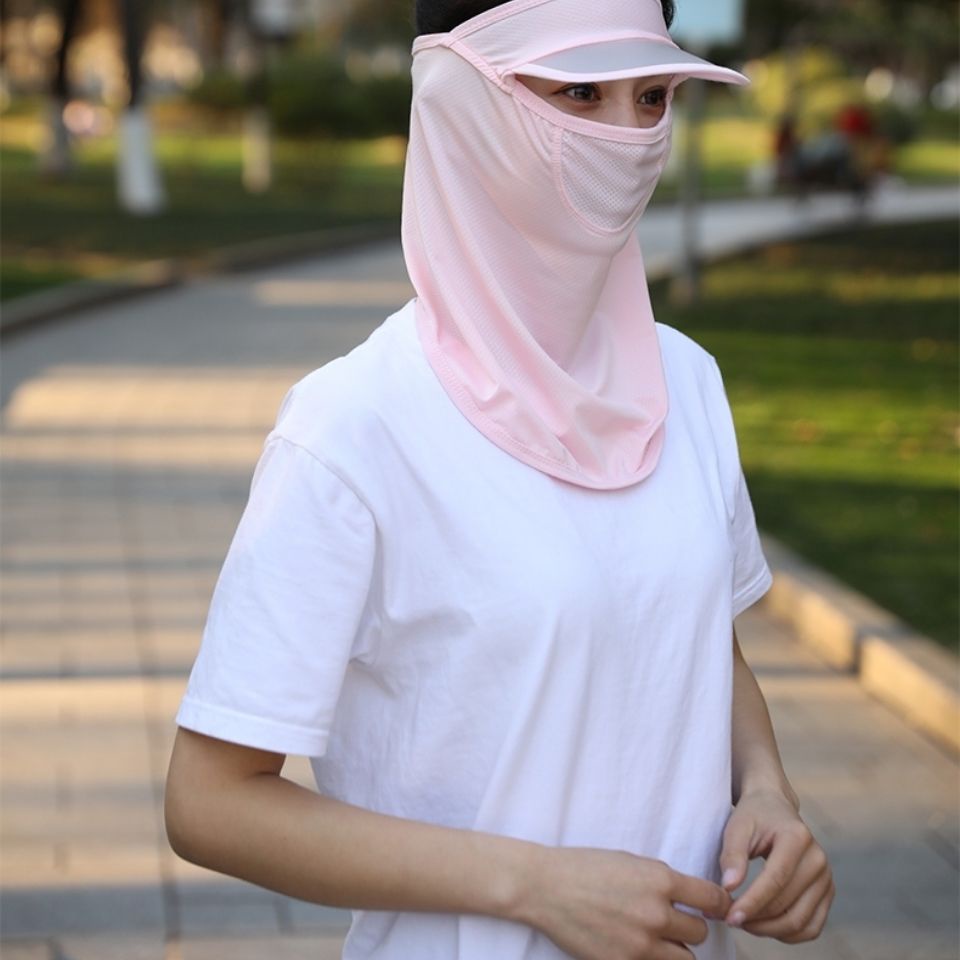 Sunscreen hat face-covering neck cool hat women's summer fashion exposed top Ice Silk sun hat face mask ultraviolet-proof empty top