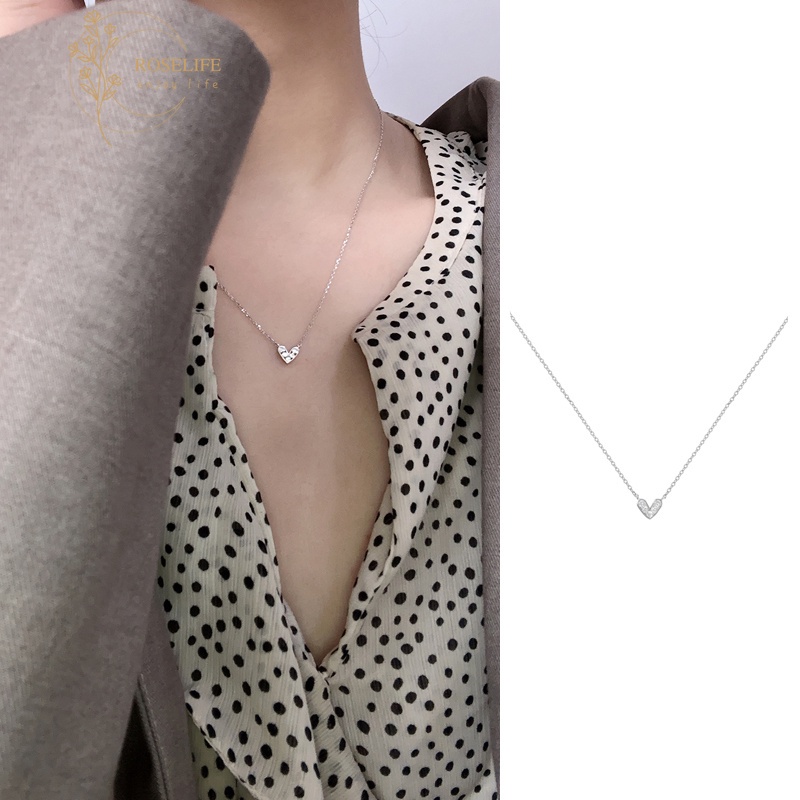 Vòng cổ Mặt Hình Trái Tim Đính Đá Zircon Thời Trang Cho Nữ