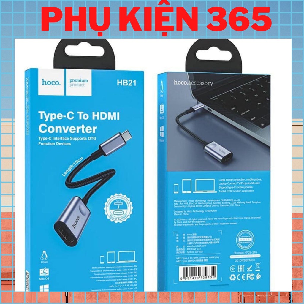 CÁP CHUYỂN ĐỔI ĐẦU TYPE C SANG HDMI HOCO HB21- HÀNG CHÍNH HÃNG