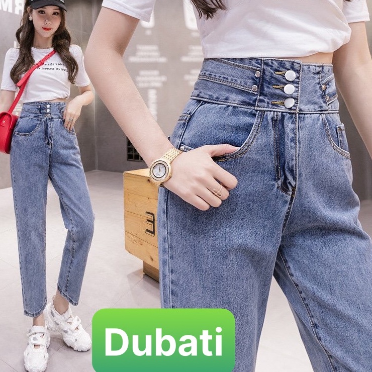 QUẦN JEAN BAGGY NỮ XANH CHẤT BÒ XANH 3 CÚC BẢN TO KIỂU MỚI HÀN QUỐC HOT TREND LƯNG CAO NÂNG MÔNG DB-396 - DUBATI FASHION