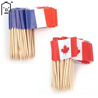 Set 50 Tăm Xỉa Răng Mini Bằng Gỗ Hình Lá Cờ Canada Trang Trí Tiệc