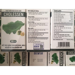 Cholessen - Giảm mỡ máu, gan nhiễm mỡ, hỗ trợ hạ men gan Phòng ngừa và giảm nguy cơ mắc bệnh tim mạch: xơ vữa động mạch