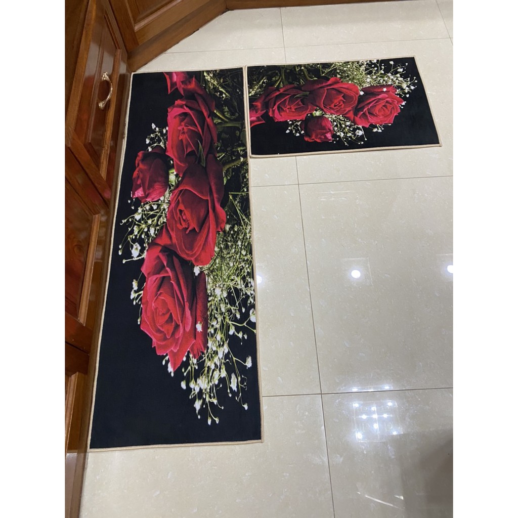 Thảm Bếp Bộ Đôi - Thảm Lót Chân Chống Trượt - SET 2 THẢM ĐẾ DÀY HÀNG CAO CẤP : 40x60cm và 40x1m2