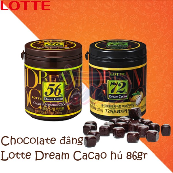 (2 loại) Chocolate đắng Lotte Dream Cacao hủ 86gr