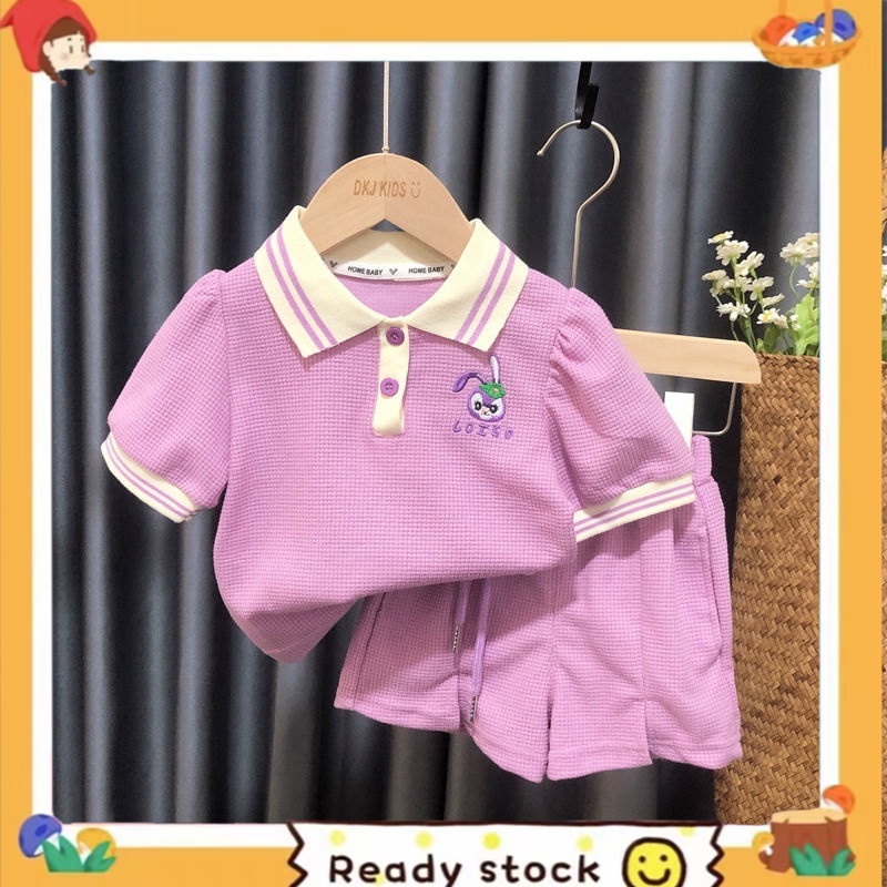 Bộ Đồ Thể Thao Áo Thun Polo Phối Quần Short Thời Trang Mùa Hè Cho Bé Gái