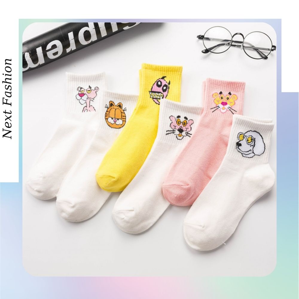 Tất nữ cổ cao họa tiết pink panther - cotton phong cách trẻ trung năng động - T08