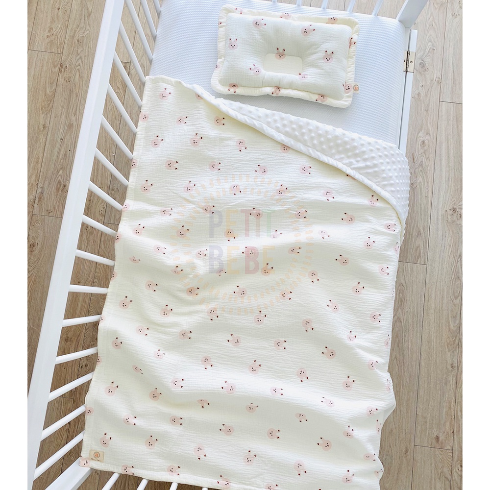 Chăn chần bông siêu nhẹ cho bé PETIT BEBE muslin thấm hút thoáng khí họa tiết động vật đáng yêu