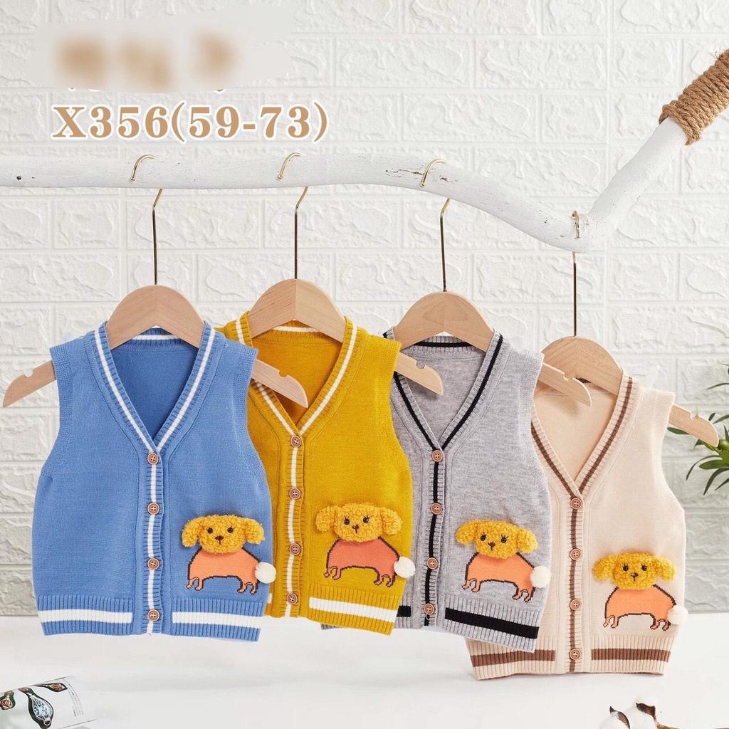 X356 Áo gile len sơ sinh mùa đông cúc cài giữa hàng quảng chậu loại 1 mềm mịn cho bé trai