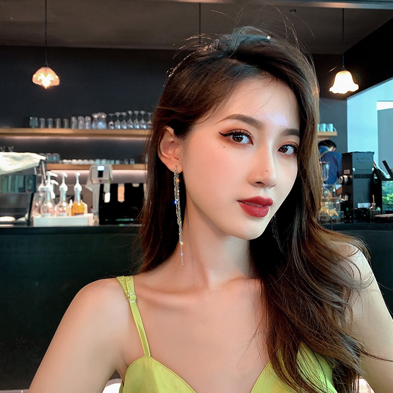 Bông Tai Dáng Dài Phối Tua Rua Thời Trang Hàn Quốc 2020 Chất Lượng Cao