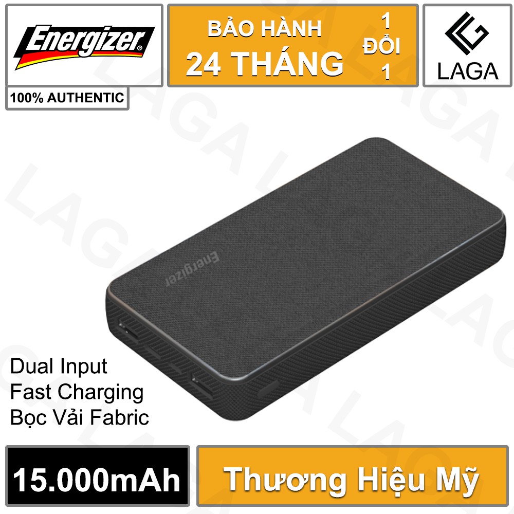 Pin Sạc Dự Phòng Energizer 15000mAh Li-Polymer Bọc Vải Fabric UE15043