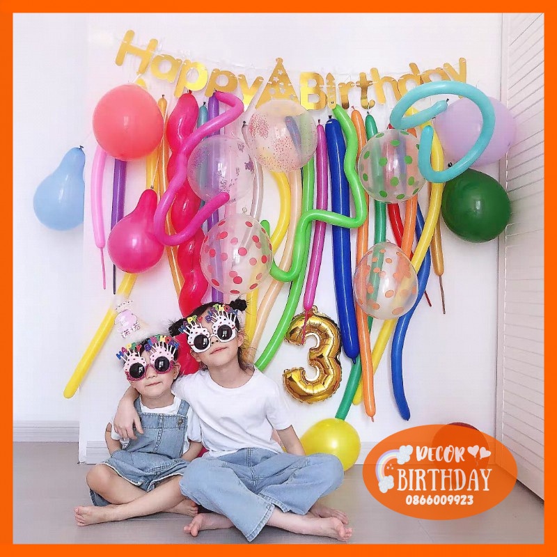 Set Sinh Nhật Hàn Quốc Mẫu Mới, Mẫu Bóng Giun Đẹp Lạ Mắt Dễ Trang Trí, Tặng Kèm Đồ Bơm Băng Dính Bóng HOT HOT HOT