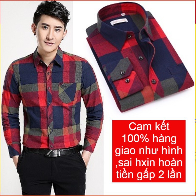 Sơ Mi Nam Hàn Quốc Sọc Caro Cao Cấp Chất Cotton Cực Mát | BigBuy360 - bigbuy360.vn