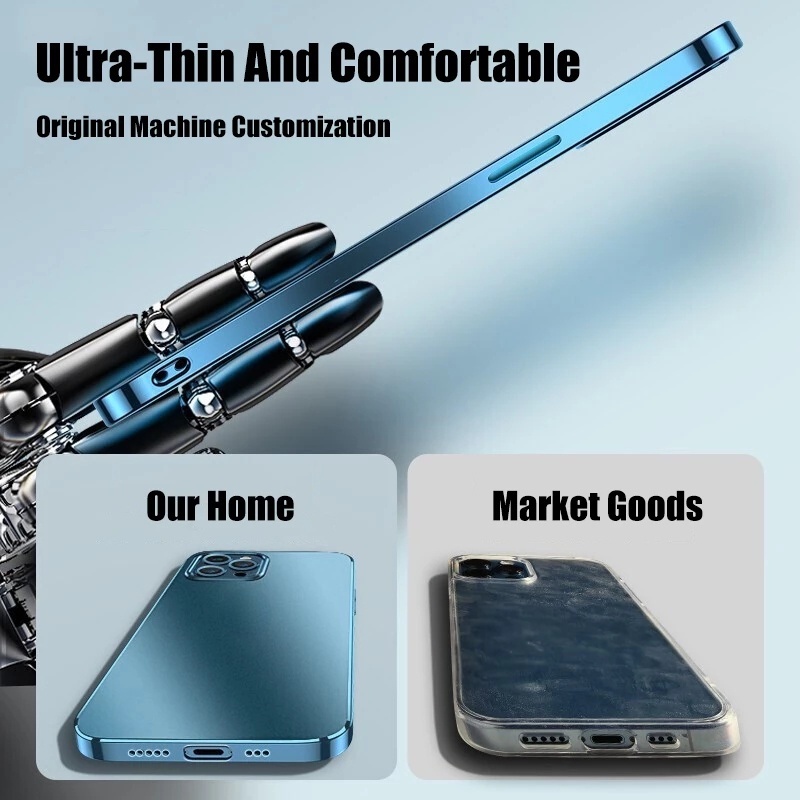 Ốp điện thoại silicon mềm trong suốt viền vuông cho Iphone 11 12 Pro Max Xr X Xs Max 7 + 8 Plus Se 2020