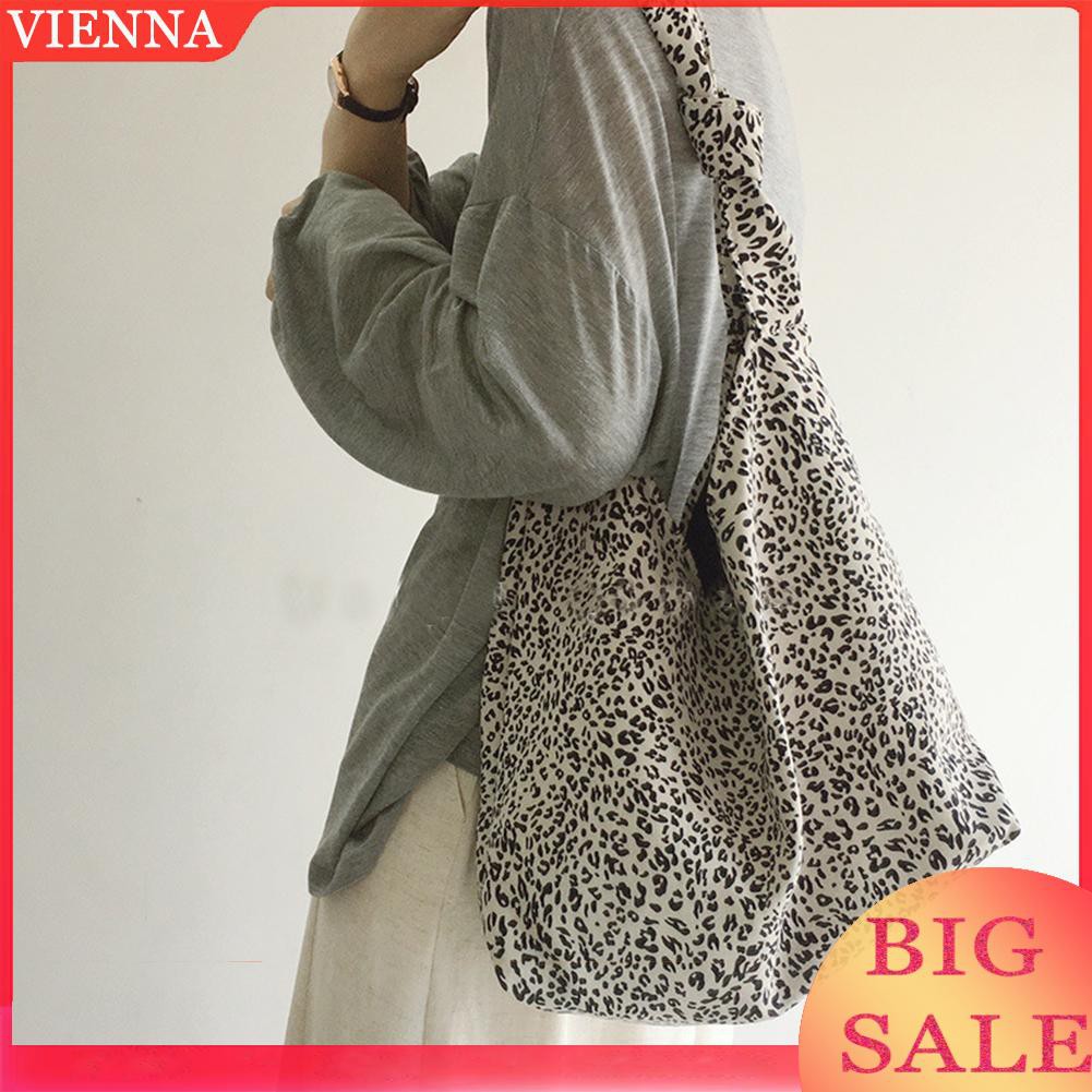 Túi tote cotton xách tay du lịch cỡ lớn hoa văn da beo thời trang nữ | BigBuy360 - bigbuy360.vn