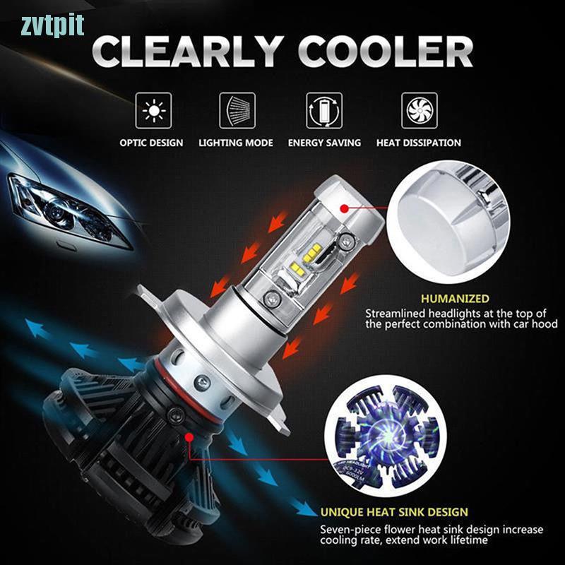 [ZVT] 2PCS X3 H4 100W 12000LM LED Headlight Turbo Light Bulbs Car Conversion Kit 6000K  PT