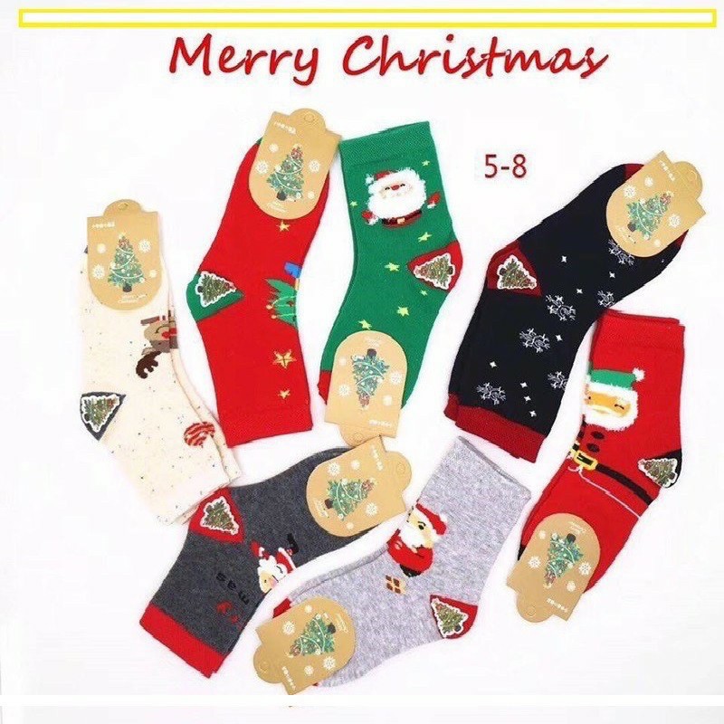 Tất noel, vớ noel họa tiết dễ thương đón giáng sinh chất cotton co giãn 4 chiều cổ cao xinh xắn- Đồ Lót Maika