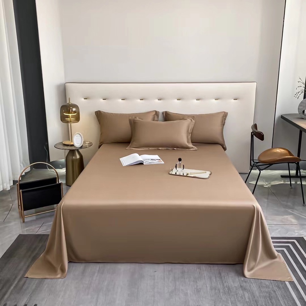 Set ga gối lụa 3 món nhập khẩu cao cấp, Ga giường lụa tencel siêu thoáng khí mềm mịn màu sắc hoa văn thời thượng