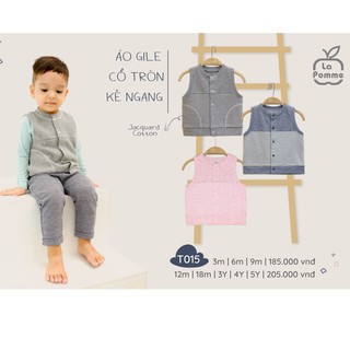 T015 Áo gile cổ tròn kẻ ngang La Pomme