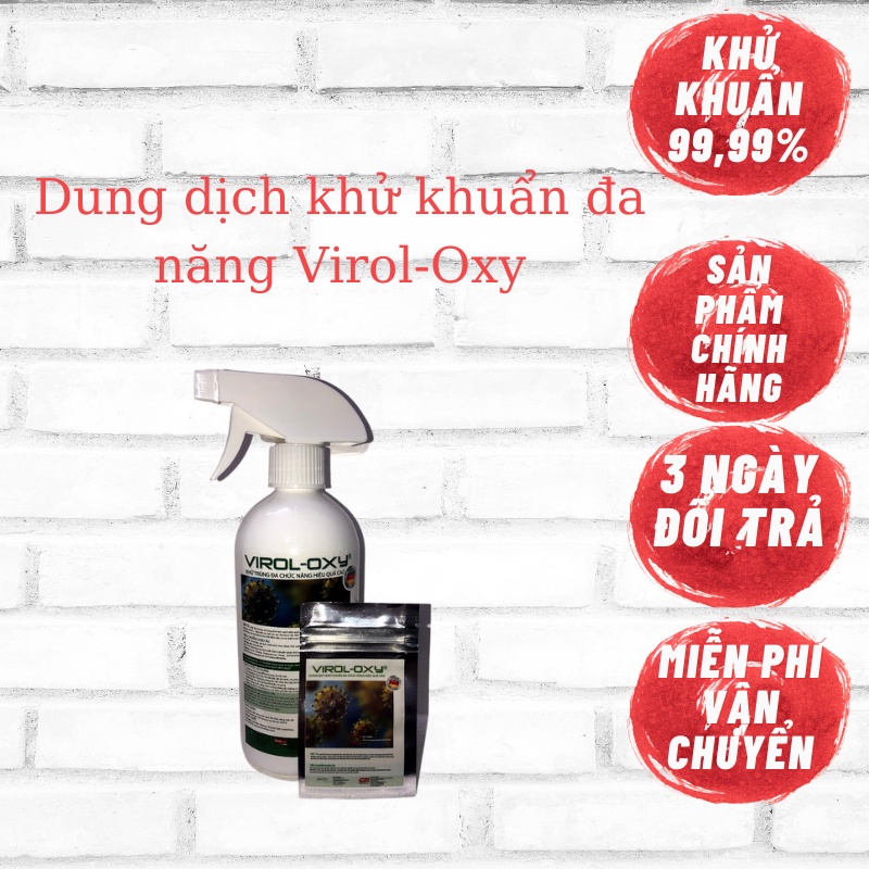 Bột khử khuẩn, sát khuẩn đa năng Virol-Oxy, Đức - Gói 5gr kèm Chai xịt 500ml - Không mùi, an toàn